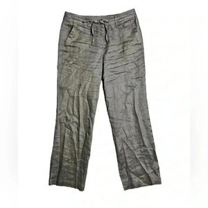 Sandro Womens Taupe Gray Linen Casual Wide Leg Pants Size 8